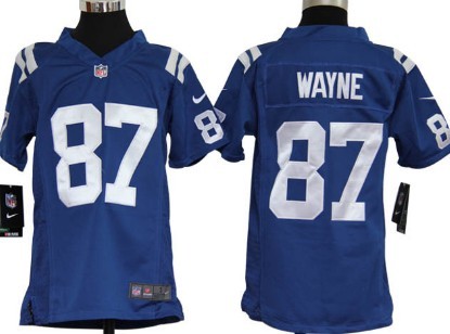 Nike Indianapolis Colts #87 Reggie Wayne Blue Game Kids Jersey 