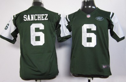 Nike New York Jets #6 Mark Sanchez Green Game Kids Jersey