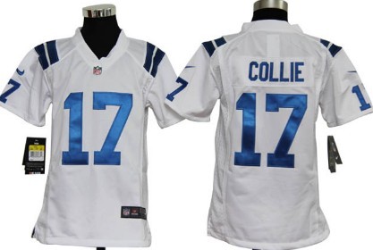 Nike Indianapolis Colts #17 Austin Collie White Game Kids Jersey 