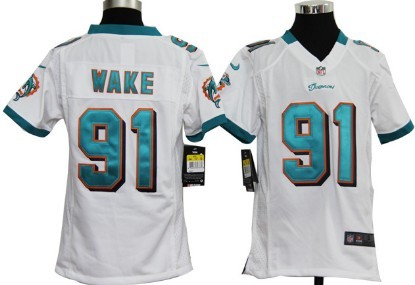Nike Miami Dolphins #91 Cameron Wake White Game Kids Jersey 