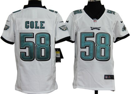 Nike Philadelphia Eagles #58 Trent Cole White Game Kids Jersey 