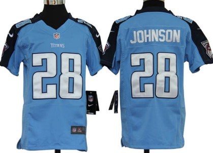 Nike Tennessee Titans #28 Chris Johnson Light Blue Game Kids Jersey 