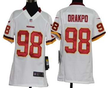 Nike Washington Redskins #98 Brian Orakpo White Game Kids Jersey 