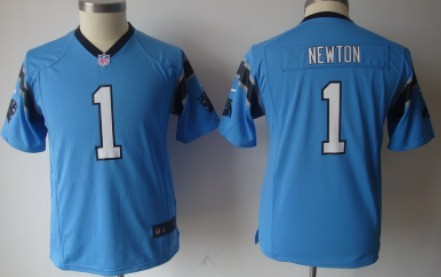 Nike Carolina Panthers #1 Cam Newton Light Blue Game Kids Jersey