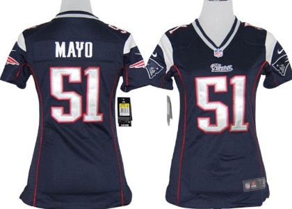 Nike New England Patriots #51 Jerod Mayo Blue Game Womens Jersey