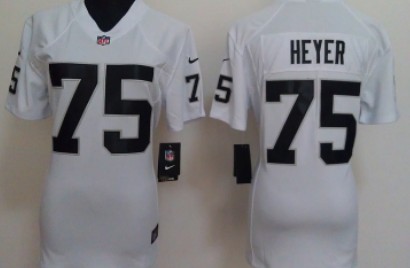 Nike Oakland Raiders #75 Stephon Heyer White Game Womens Jersey