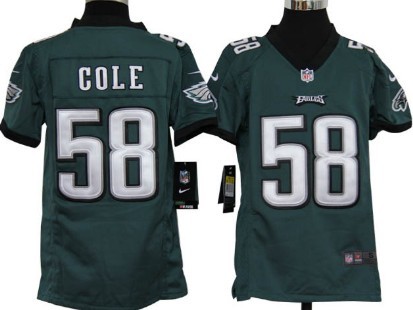 Nike Philadelphia Eagles #58 Trent Cole Dark Green Game Kids Jersey 
