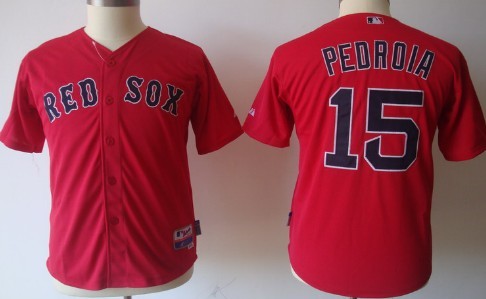 Boston Red Sox #15 Dustin Pedroia Red Kids Jersey 