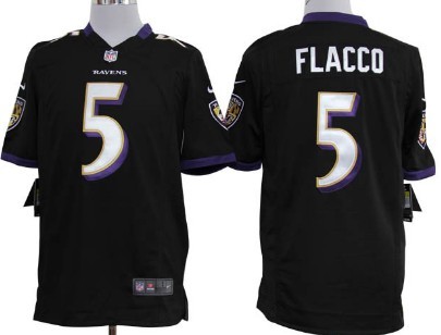 Nike Baltimore Ravens #5 Joe Flacco Black Game Jersey 