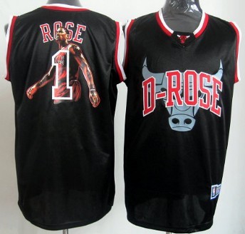 Chicago Bulls #1 Derrick Rose Black Notorious Fashion Jersey 