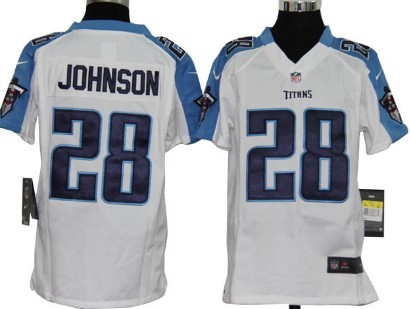 Nike Tennessee Titans #28 Chris Johnson White Game Kids Jersey 
