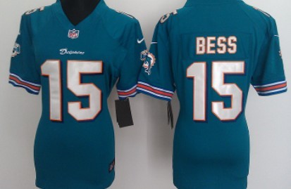 Nike Miami Dolphins #15 Davone Bess Green Game Womens Jersey