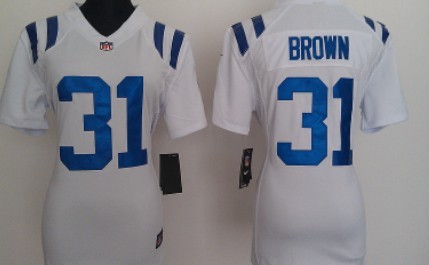 Nike Indianapolis Colts #31 Donald Brown White Game Womens Jersey