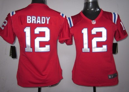 Nike New England Patriots #12 Tom Brady Red Game Womens Jersey