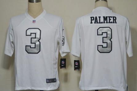 Nike Oakland Raiders #3 Carson Palmer White With Silvery Game Jersey 