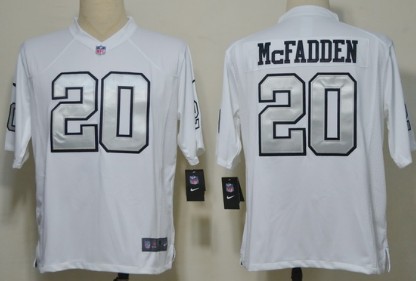 Nike Oakland Raiders #20 Darren McFadden White With Silvery Game Jersey 