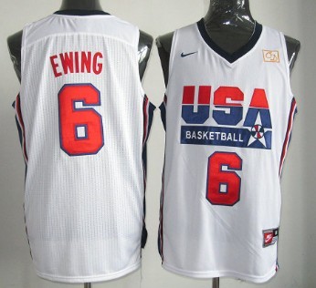 1992 Olympics Team USA #6 Patrick Ewing White Swingman Jersey 