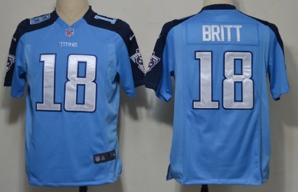 Nike Tennessee Titans #18 Kenny Britt Light Blue Game Jersey 