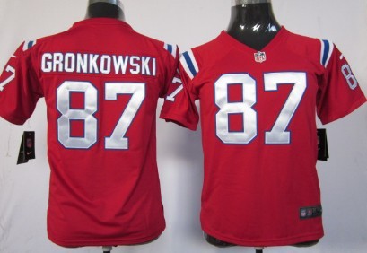 Nike New England Patriots #87 Rob Gronkowski Red Game Kids Jersey 