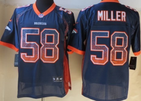 Nike Denver Broncos #58 Von Miller Drift Fashion Blue Elite Jersey 
