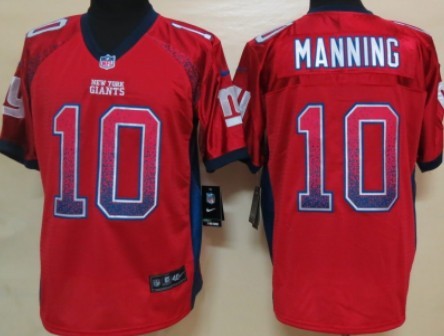 Nike New York Giants #10 Eli Manning Drift Fashion Red Elite Jersey 