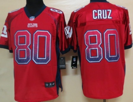 Nike New York Giants #80 Victor Cruz Drift Fashion Red Elite Jersey 