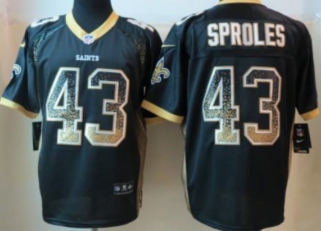 Nike New Orleans Saints #43 Darren Sproles Drift Fashion Black Elite Jersey