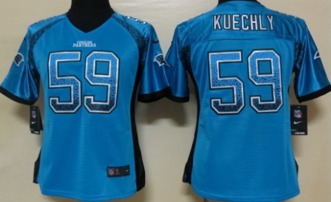 Nike Carolina Panthers #59 Luke Kuechly Drift Fashion Blue Womens Jersey 