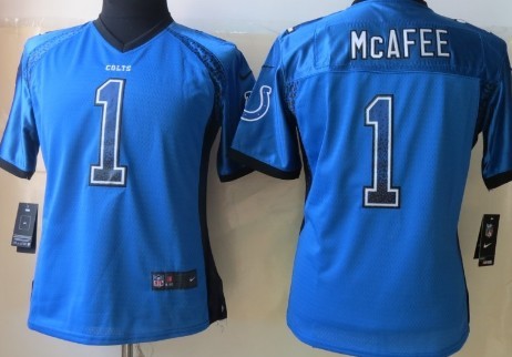 Nike Indianapolis Colts #1 Pat McAfee Drift Fashion Blue Womens Jersey 