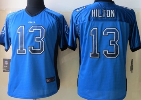 Nike Indianapolis Colts #13 T.Y. Hilton Drift Fashion Blue Womens Jersey 