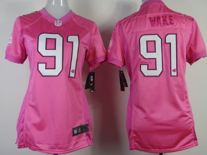 Nike Miami Dolphins #91 Cameron Wake Pink Love Womens Jersey 