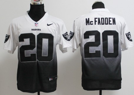 Nike Oakland Raiders #20 Darren McFadden White/Black Fadeaway Elite Jersey 