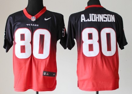 Nike Houston Texans #80 Andre Johnson Blue/Red Fadeaway Elite Jersey 