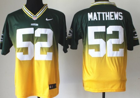 Nike Green Bay Packers #52 Clay Matthews Green/Yellow Fadeaway Elite Jersey 