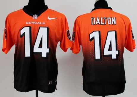 Nike Cincinnati Bengals #14 Andy Dalton Orange/Black Fadeaway Elite Jersey 