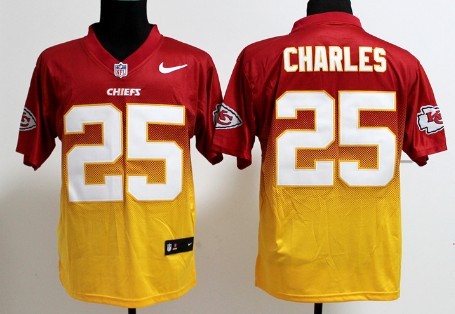 Nike Kansas City Chiefs #25 Jamaal Charles Red/Yellow Fadeaway Elite Jersey 