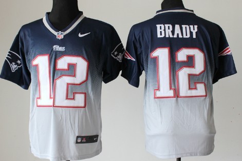 Nike New England Patriots #12 Tom Brady Blue/Gray Fadeaway Elite Jersey 