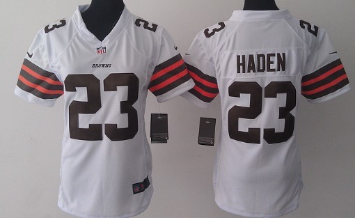 Nike Cleveland Browns #23 Joe Haden White Game Womens Jersey 