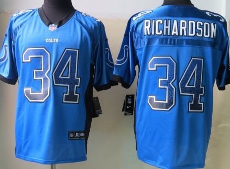 Nike Indianapolis Colts #34 Trent Richardson Drift Fashion Blue Elite Jersey 