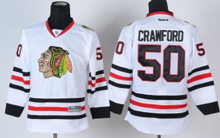 Chicago Blackhawks #50 Corey Crawford White Kids Jersey