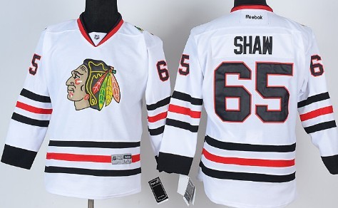 Chicago Blackhawks #65 Andrew Shaw White Kids Jersey