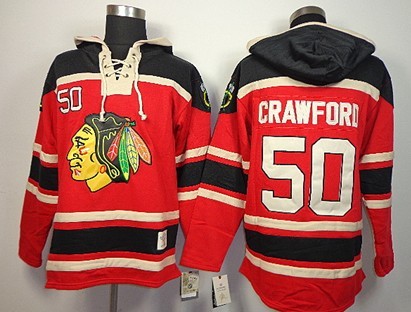 Old Time Hockey Chicago Blackhawks #50 Corey Crawford Red Hoodie