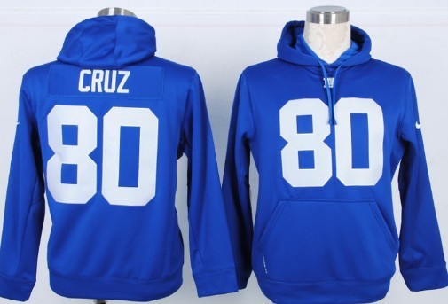 Nike New York Giants #80 Victor Cruz Blue Hoodie