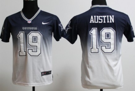 Nike Dallas Cowboys #19 Miles Austin Blue/White Fadeaway Kids Jersey 