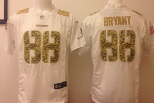 Nike Dallas Cowboys #88 Dez Bryant Salute to Service White Game Jersey 