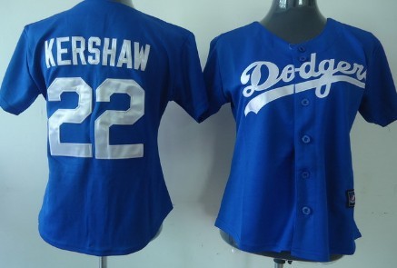 Los Angeles Dodgers #22 Clayton Kershaw Blue Womens Jersey