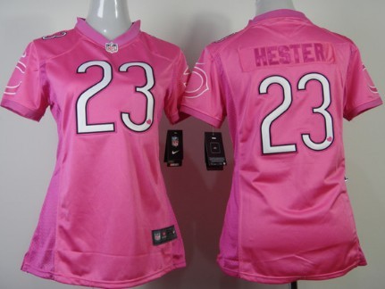 Nike Chicago Bears #23 Devin Hester Pink Love Womens Jersey