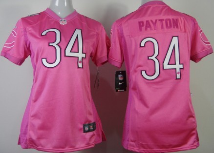Nike Chicago Bears #34 Walter Payton Pink Love Womens Jersey 