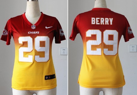 Nike Kansas City Chiefs #29 Eric Berry Red/Yellow Fadeaway Womens Jersey 