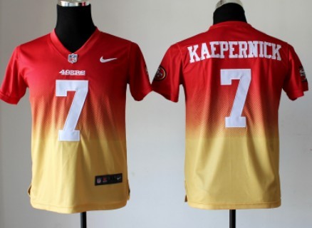 Nike San Francisco 49ers #7 Colin Kaepernick Red/Gold Fadeaway Kids Jersey 
